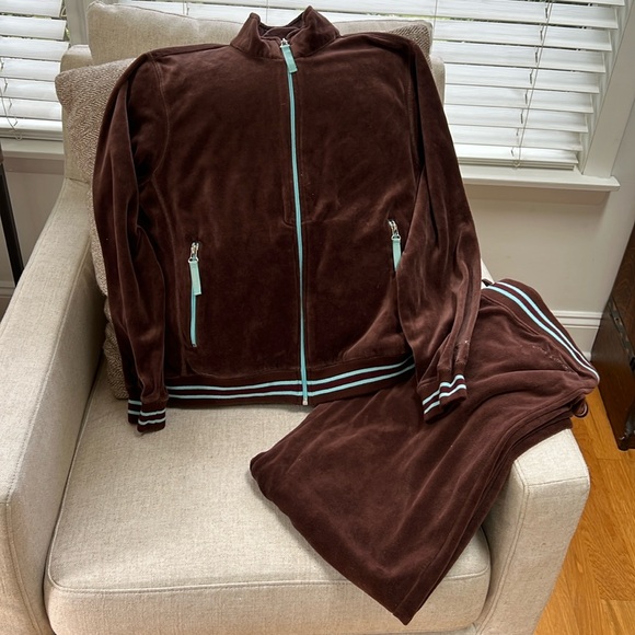 Gloria Vanderbilt Tops - Brown Velour Zip Up-Gloria Vanderbilt Sport